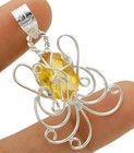 2CT Natural Golden Citrine 925 Sterling Silver Pendant Jewelry @B10-5