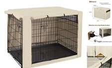 Double Door Dog Crate Cover Fits 22 24 30 36 42 48 42 inch Pack of 1 Tan