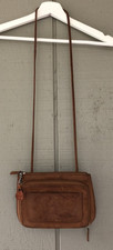 Fossil Vintage Brown Leather Crossbody Bag w/ Prost Charm PDX Well Worn Patina
