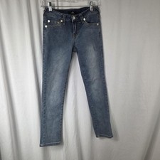 True Religion Jeans Youth 10 Blue Medium Wash Geno Relaxed Slim Stretch Denim