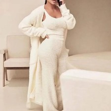 SKIMS Cozy Knit Bone/Ivory Wide Leg Plush Pants