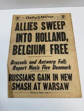 Daily Mirror WW2 NY Newspaper 9/5/1944 ALLIES SWEEP INTO HOLLAND, BELGIUM FREE