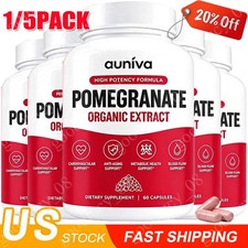 5PACK Auniva Pomegranate Extract Capsules, Natural Pomegranate Supplement US