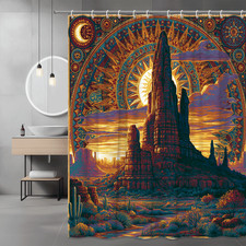Desert Sunset Shower Curtain, Southwestern Mesa Landscape Print