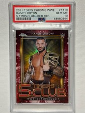 Randy Orton 2021 Topps Chrome WWE 5 Timers Club Red 2/5, PSA 10, Pop 1