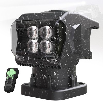 Remote Control LED Spotlight, 50W Outdoor Searchlight 360°Rotating Automatic ...