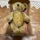 Vintage Mini Mohair Steiff Baby Bear In Cradle Blond — photo 1