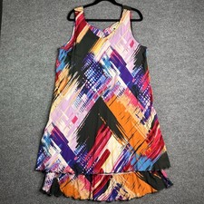 Impulse California Abstract Print Low Hem Dress Size Xl Sheer Rayon