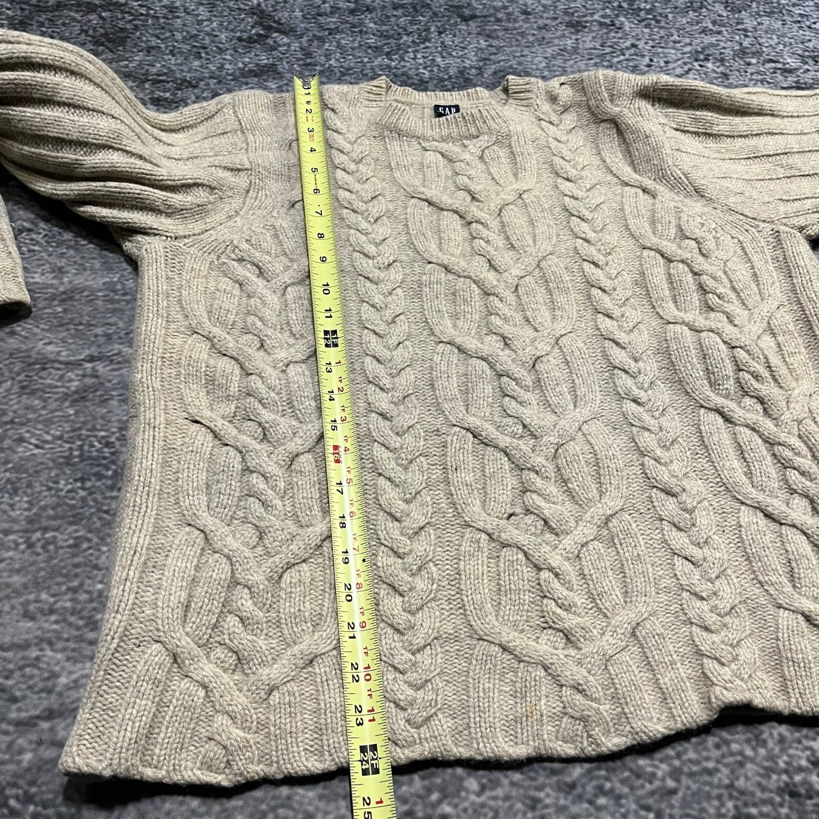 Vintage Gap Lambswool Sweater Cable Knit Size Med… - image 8