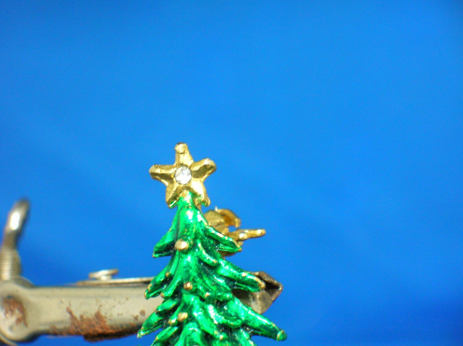 Vintage Christmas Tree Pin, gold tone and green enamel eBay