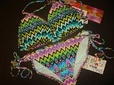 Luli Fama L BIKINI Playa Esmeralda Chevron Blue Purple Green Pink Zig Zag