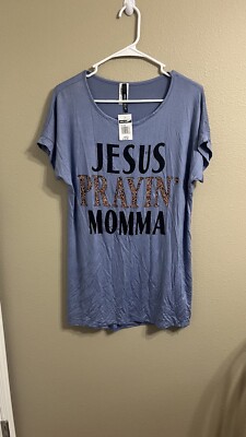 Lovely Souls Light Blue Size Large Jesus Prayin Momma