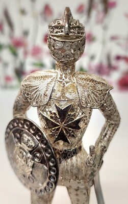 VINTAGE STERLING SILVER SUIT OF ARMOR SCULPTURE OR PAPER WEIGHT | eBay