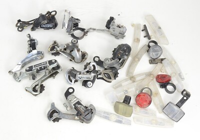 JUNK DRAWER LOT D - BICYCLE PARTS - Derailleurs & Reflectors - For Parts