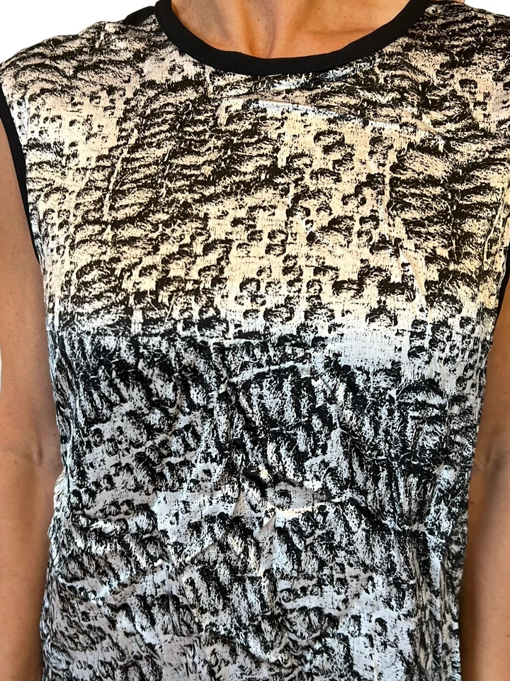 Women's Helmut Lang Resid Print Satin Sleeveless Scoop Neck Tank Top Blouse L - Image 4 of 4