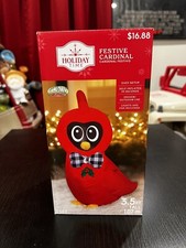 Holiday Time 2023 Christmas Festive Cardinal Red Bird Airblown Inflatable 3.5ft