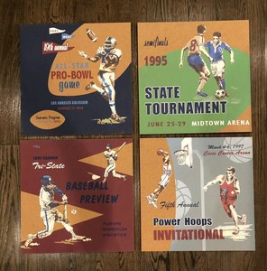 Pottery Barn Kids Vintage Sports Cork Wall Art Set Of 4 Ebay