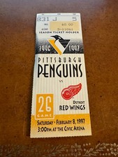 1996 Detroit Red Wings v Penguins Hockey Ticket Scotty Bowman 1000th Career Win