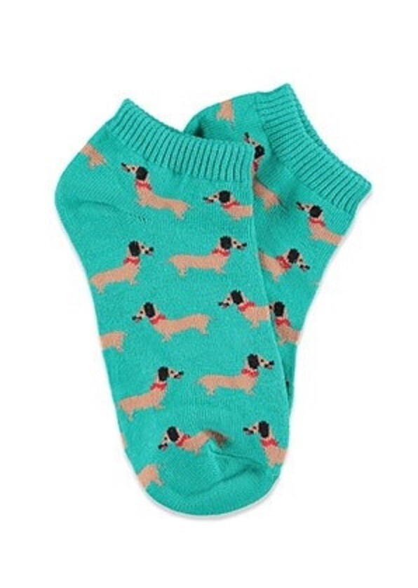 Women's Teal Dachshund No-Show Socks-image