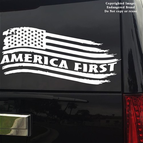 America First Tattered Flag Stars Left sticker decal NRA 2nd Amendment - Picture 6 of 11