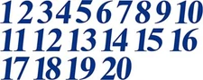 1-20 Numbers Blue Sticker Vinyl Decals CHOOSE  1" - 8"  (V585)