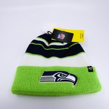 '47 Brand Seattle Seahawks Winter Hat Youth Boys Green Knit Football NFL Cap New