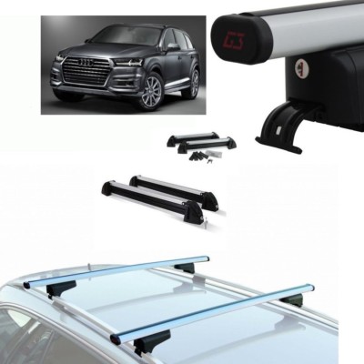 DACHTRÄGER ALUMINIUM G3 AUDI Q7 2012 MIT SCHIENE + SKITRÄGER 4 PAAR SCHLÜSSEL ANTIF