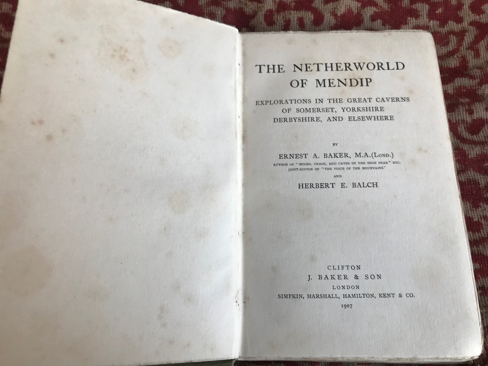 the netherworld of mendip .by e.a. barker 1907