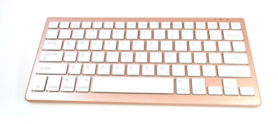 Wiederaufladbare Bluetooth-Tastatur mit Hintergrundbeleuchtung Roségold UK-Layout kompakt PC Tablet