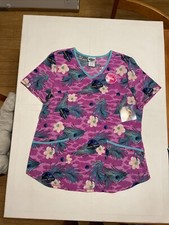 Jurassic World Print V-Neck Medical Scrub Top Women's NEW 