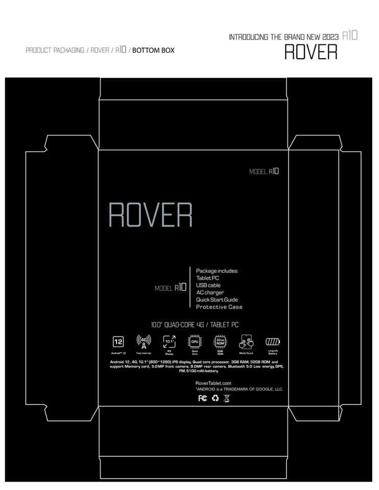 Rover R10 10.1 Inch Android 12 Tablet 3GB RAM, 32GB ROM, Free SIM Card ...