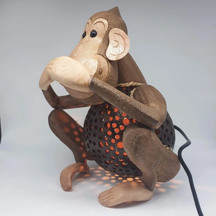 Pantalla de lámpara de mono sentado en mordaza para lámpara de mesa safari luz nocturna manualidades regalo Foto 3 de 4