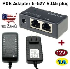 POE Injector Passive for IP Camera VoIP Phone Netwrok AP Device 5V-52V 12V-1A