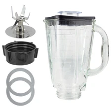 5-Cup Square Top 6-Piece Glass Jar Set with Fusion Blade for Oster Blenders