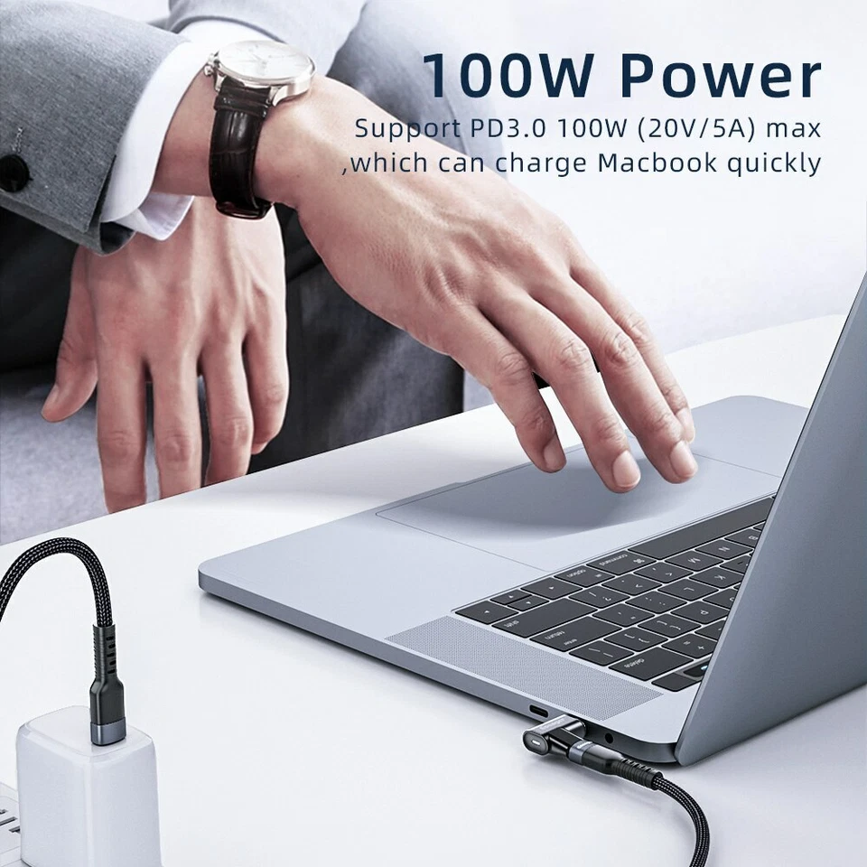 Essager Magnetic Adapter Right Angle USB C 100W PD 5A USB 3.1 10Gbps Fast Charge - Image 2 of 4