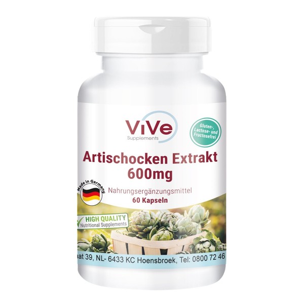 Artischocken-Extrakt 600 Mg - 60 Kapseln 2,5 % Cynarin, Vegan | Vive Supplements-image