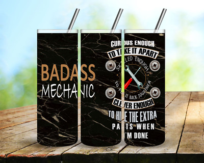 Badass Mechanic Father's Day Design 20oz Skinny Tumbler