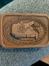 Vintage Morgantown Mine Rescue First Aid Contest belt buckle, new 1987