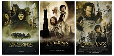 LORD OF THE RINGS TRILOGY MOVIE POSTER SET OF 3 RING TOWERS RETURN OF KING 26X38