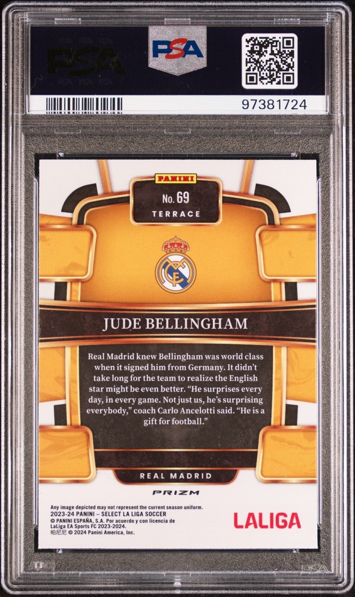 2023-24 Select La Liga Jude Bellingham #69 Peacock Prizm SSP PSA