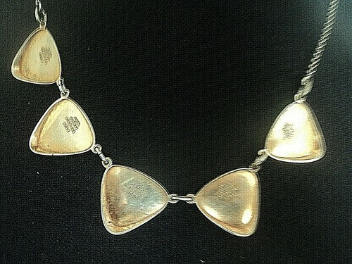 Collana In Smalto Bianco E Argento Norvegese Anni 50 Albert Scharning Norvegia - Foto 3 di 5