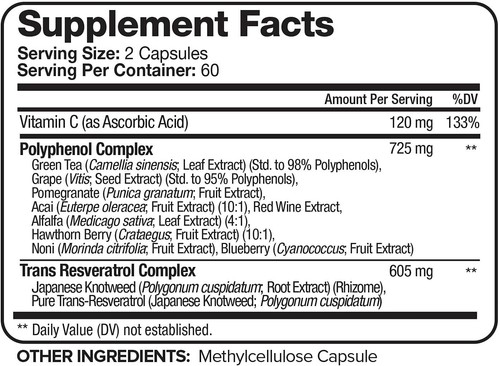 NUTRIVEIN RESVERATROL 1450mg Anti-Aging Antioxidant NAD+ NMN Booster 120 Caps - Picture 5 of 7