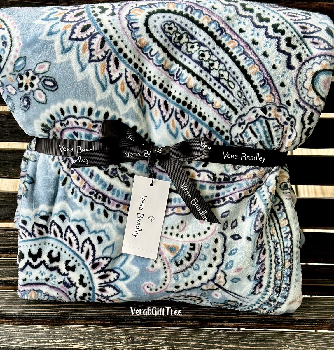 Vera Bradley Cozy PLUSH Throw Blanket SOFT SKY PAISLEY Baby BLUE