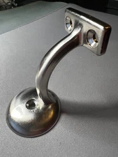 Set of 3 Satin Nickel Handrail Brackets Heavy Duty Steel With Matching Screws