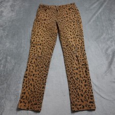 Lucky & Blessed Pants Women's Size 10 Brown Animal Print Skinny Ankle Distressed