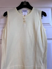 CHANEL BOUTIQUE 97P NEW Light Yellow TOP 24K CC logo Buttons FR38-40 $1.8K