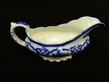 Antique Flow Blue Gravy Boat with Floral Scrollwork — listing 4