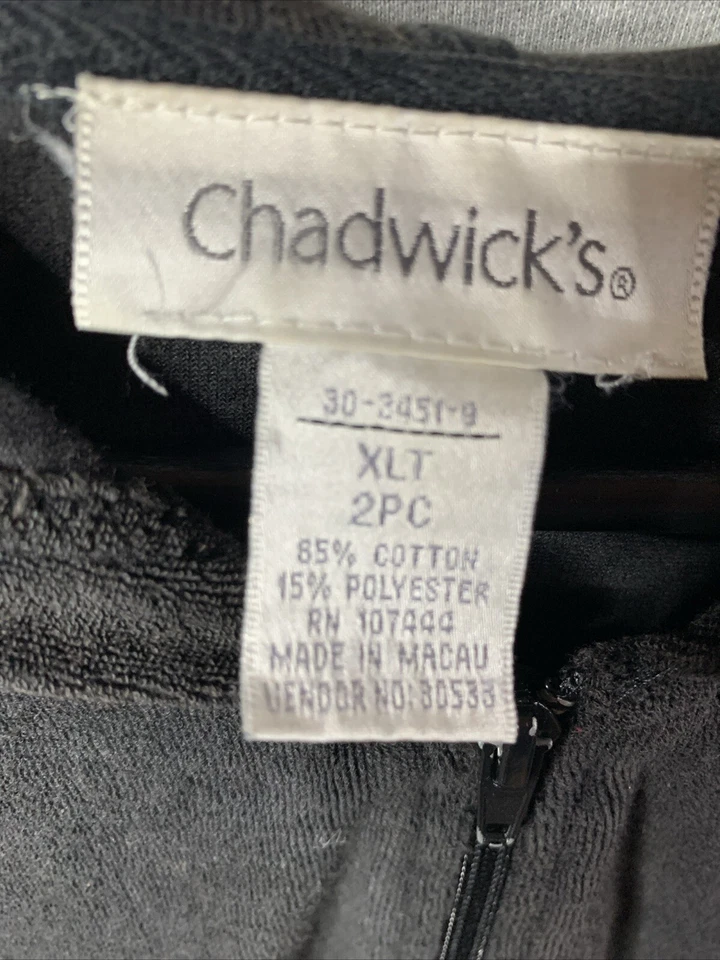 Chadwicks Hoodie Women's XL Tall Black Full Zip Raglan Sleeve Performance Active - Image 3 of 4