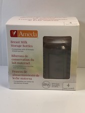 AMEDA BREAST MILK 4 OZ/ 125 ML COLLECTION STORAGE BOTTLE x4 COLLAR DISK 17244