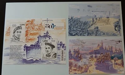 Lot 3 Blocs Timbres** 80 Ème ANNIVERSAIRE D- DAY Et Débarquement En Normandie - Photo 1/4